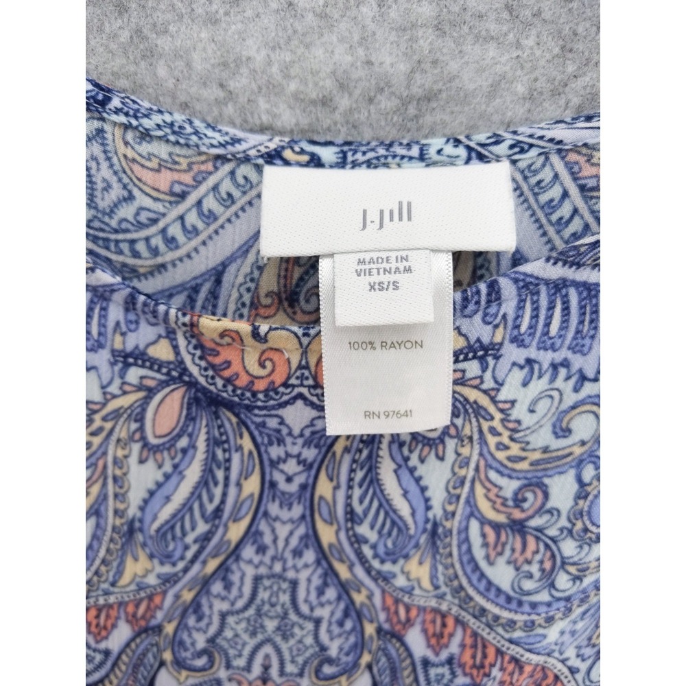 J.Jill Paisley Print Caftan Top Poncho Blouse Flowy Rayon Oversized XS/S - Picture 7 of 7
